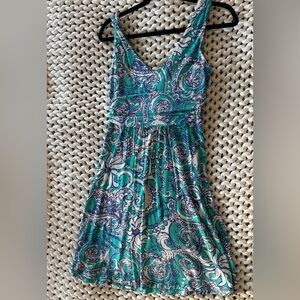 Lilly Pulitzer Blue & White Jersey Dress | Sleeveless | Knee Length Size Small
